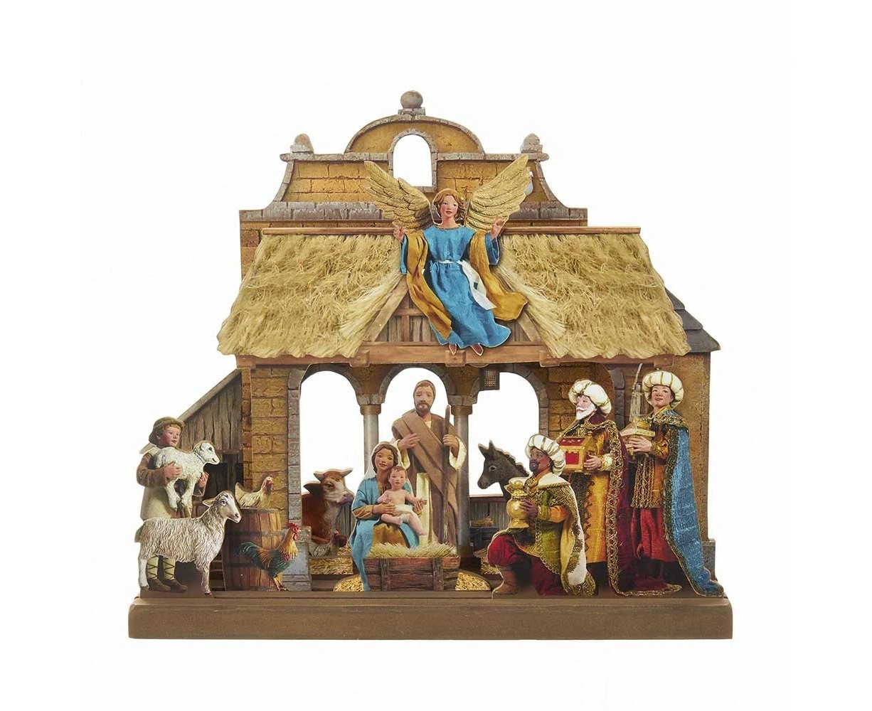 Kurt Adler C6859 Nativity Tablepiece Set Wooden Nativity Tablepiece Set