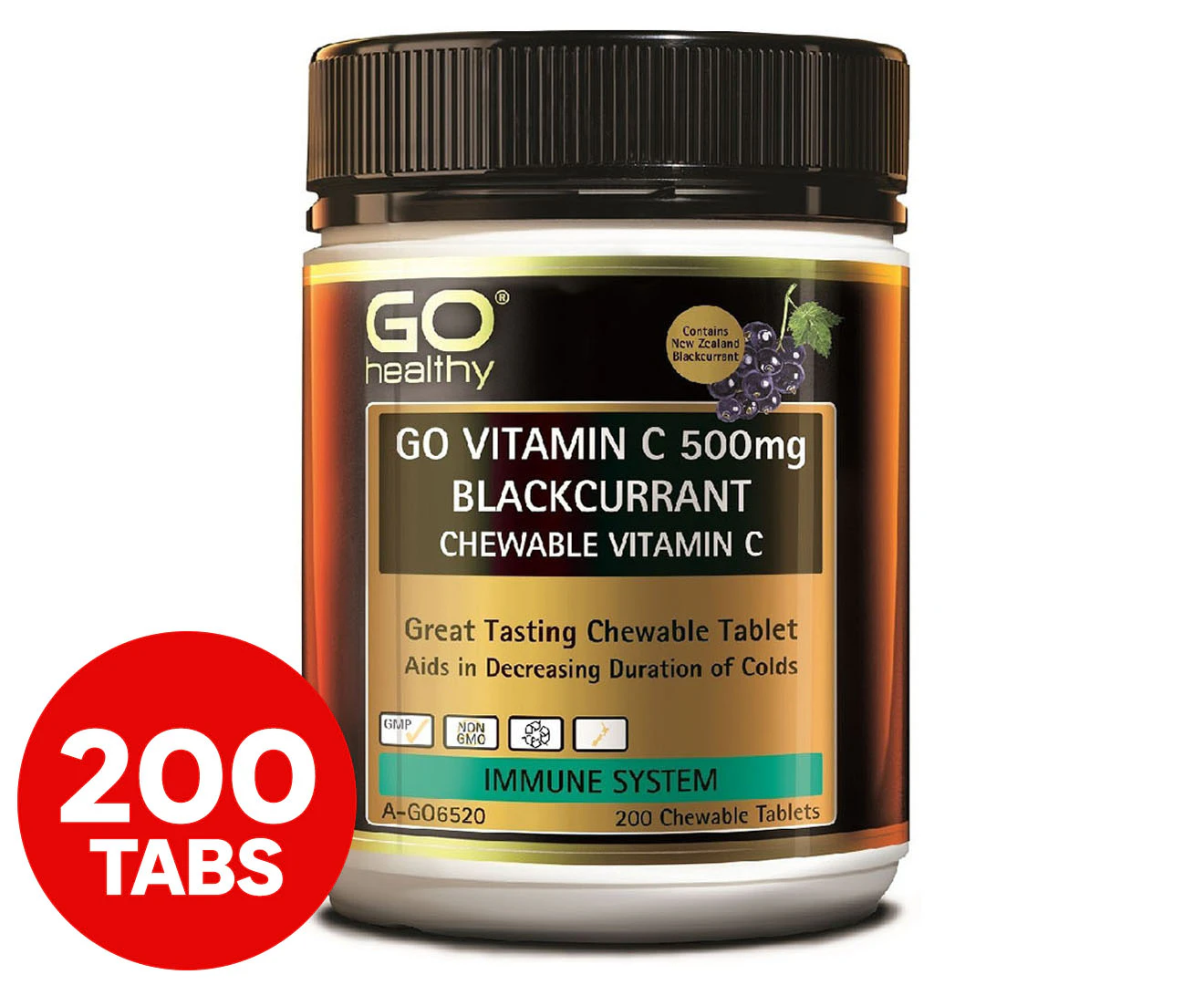 Go Healthy [Authorized Sales Agent] GO Healthy Go Vitamin C 500mg Blackcurrant Chewable Vitamin C  200 Tablets 200pcs/box