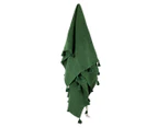 Maine & Crawford 170x130cm Nava Tassel Cotton Throw - Deep Green