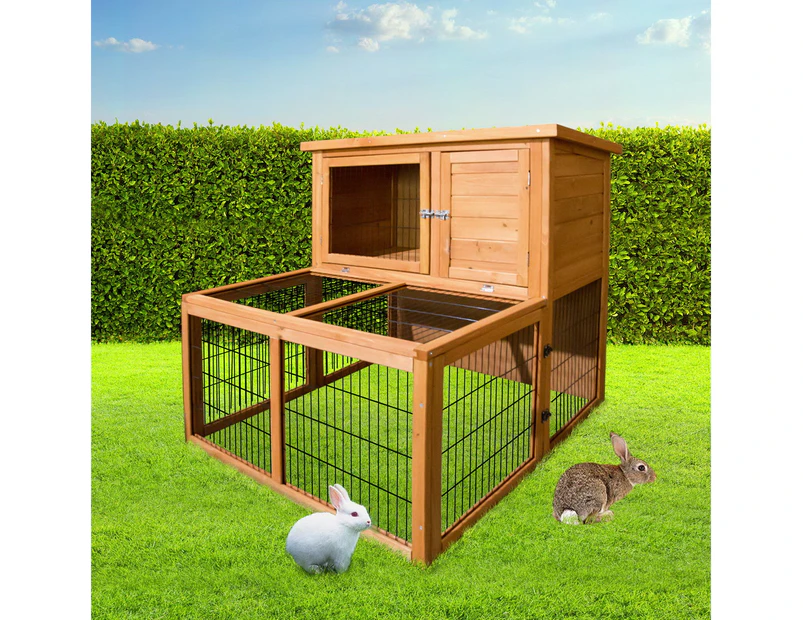 i.Pet Chicken Coop 96cm x 96cm x 100cm Rabbit Hutch Large Run Wooden Cage Outdoor House