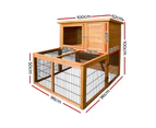 i.Pet Chicken Coop 96cm x 96cm x 100cm Rabbit Hutch Large Run Wooden Cage Outdoor House