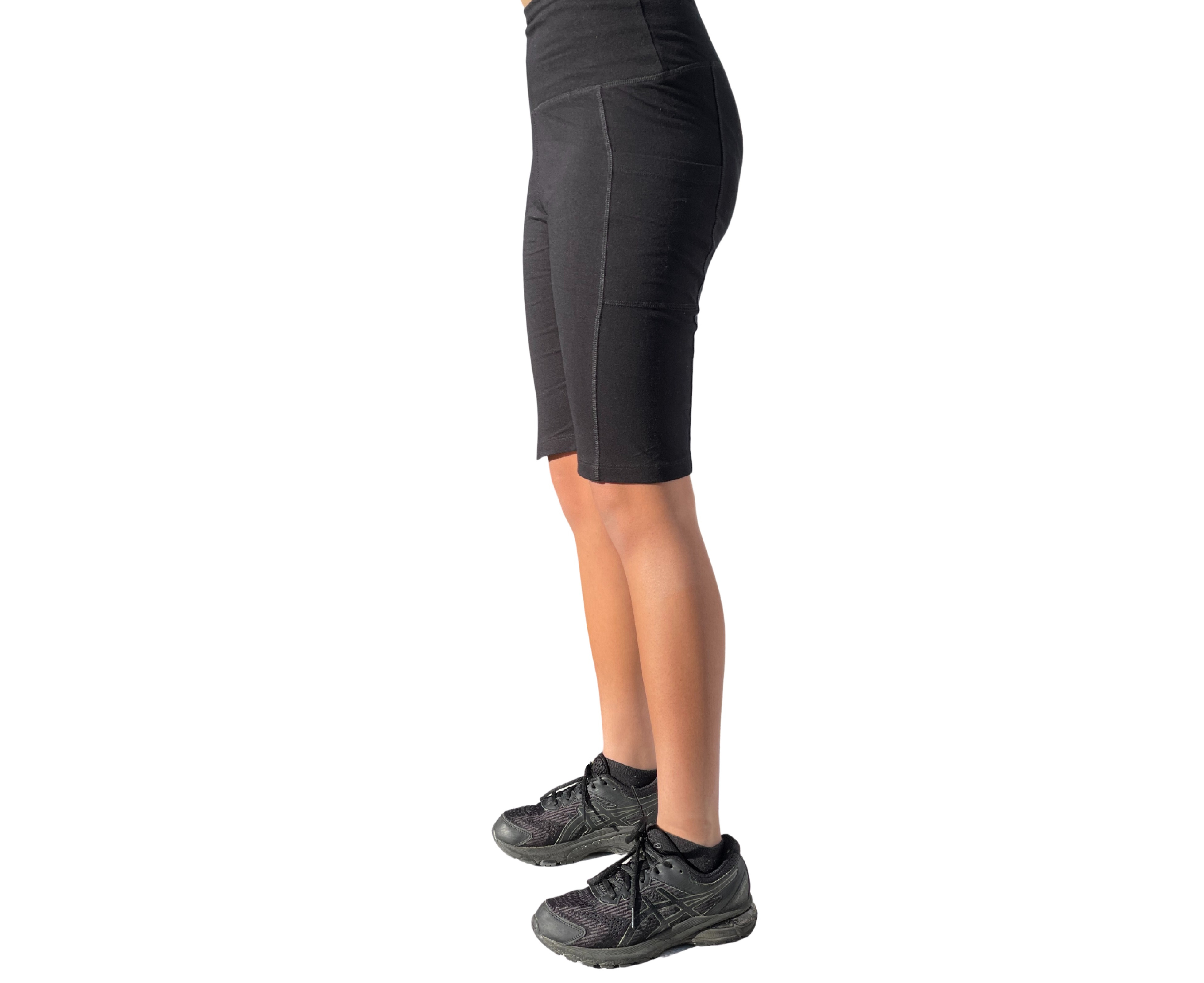 Women's Yoga Shorts with Pockets - High Waist Biker Running Compression  Exercise - Black