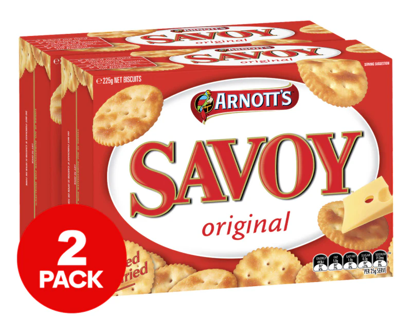 2 x Arnott's Savoy Biscuits Original 225g