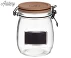 Academy 800mL Lewis Glass Canister with Wood Lid & Chalkboard Label 1