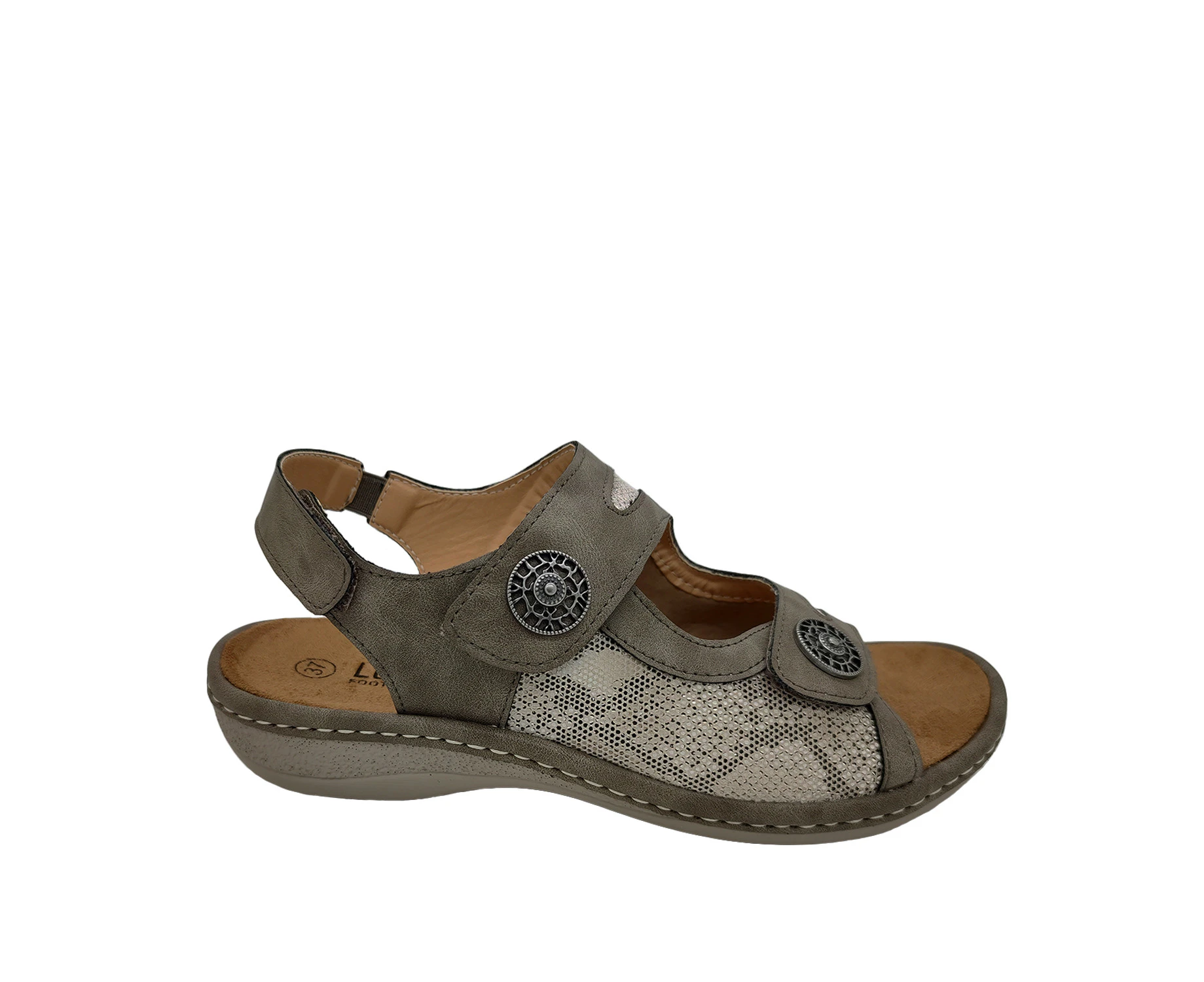 Lorella Nova Ladies Sandal Multi Adjust Soft Insole Lightweight Comfort Sandals - Taupe