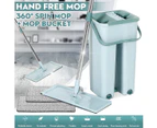 360°Rotation Spin Flat Mop Bucket Set Auto Rebound Hand-free Floor Cleaning Squeeze Tool Green