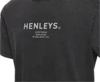 Henleys Men's Vandal Longline Acid Tee / T-Shirt / Tshirt - Coal Acid