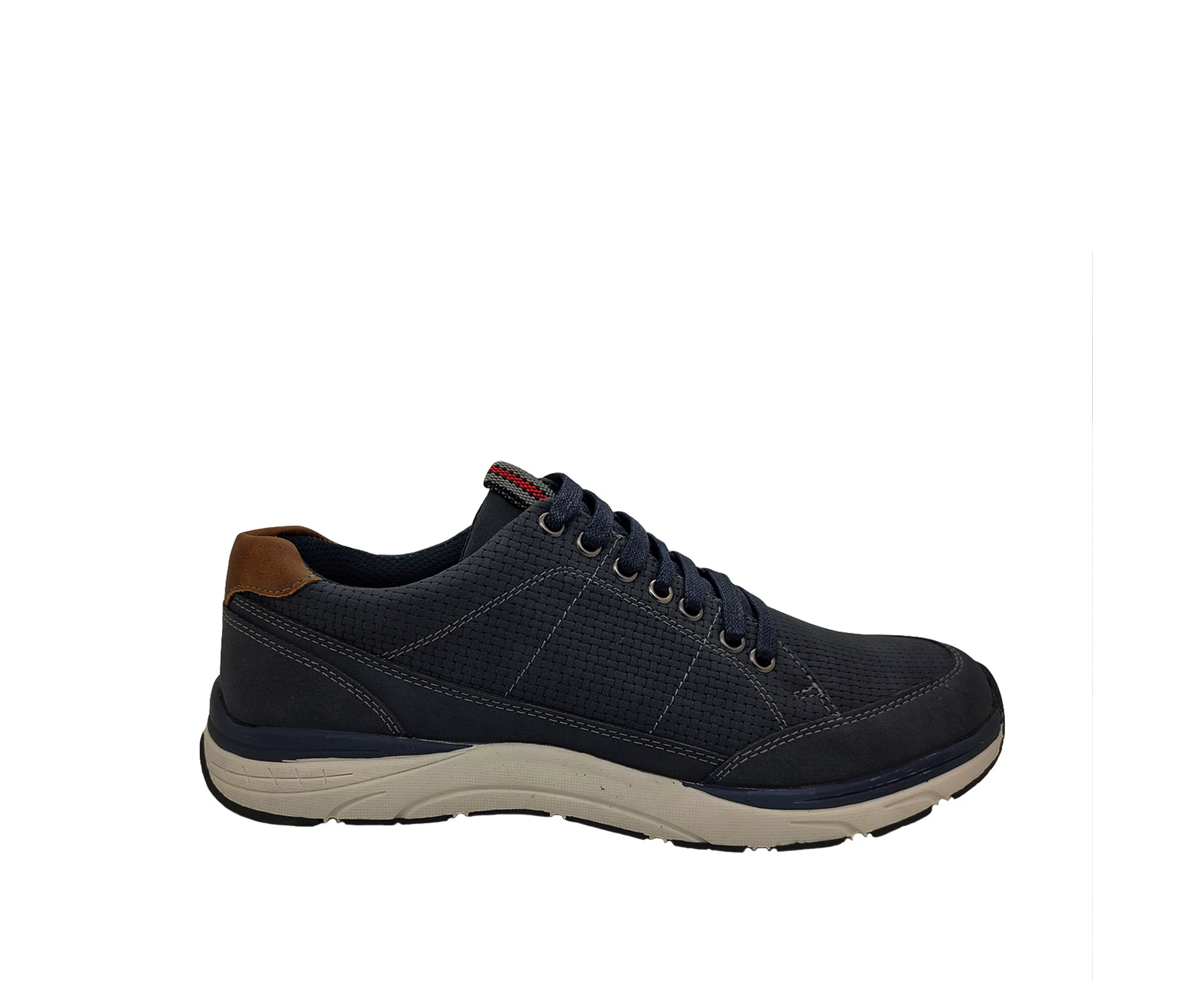 Woodlands Jaxson Mens Casual Lace Up Light Flex Sole Woven Look Matte Upper - Navy