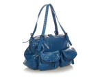 Bottega Veneta Preloved Intrecciato Patent Leather Shoulder Bag Women Blue - Designer - Pre-Loved