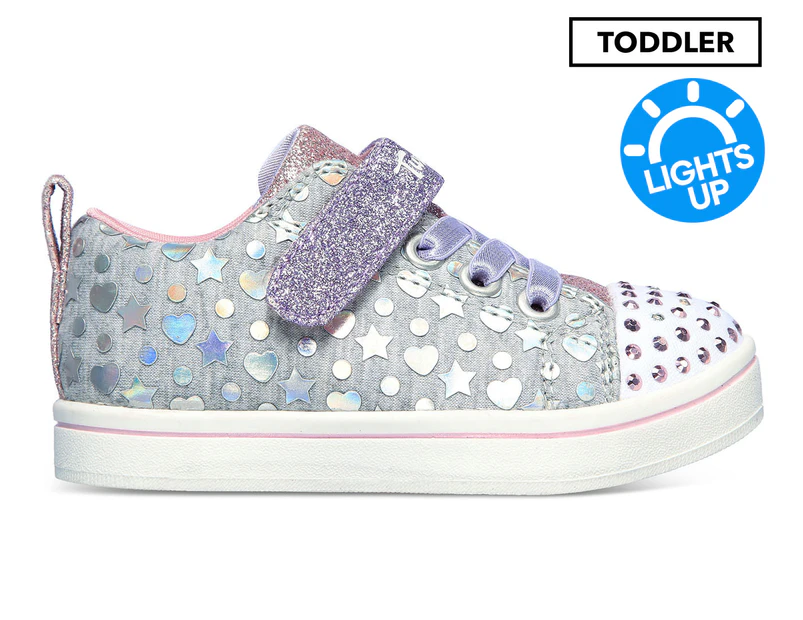 Skechers Toddler Girls' Twinkle Toes Sparkle Rayz Heather Shine Sneakers - Grey/Multi