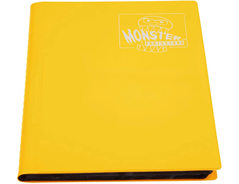 Monster Protectors Monster Binder - 4 Pocket Trading Card Album - Matte Yellow (Anti-Theft Pockets Hold 160+ Yugioh Pokemon Magic The Gathering Cards)