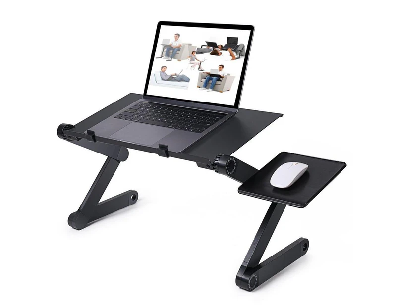 Folding Portable Laptop Desk Ergonomic Aluminum Bed Laptop Stand - Black