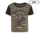 Unit Boys' Ride Fast Tee / T-Shirt / Tshirt - Military