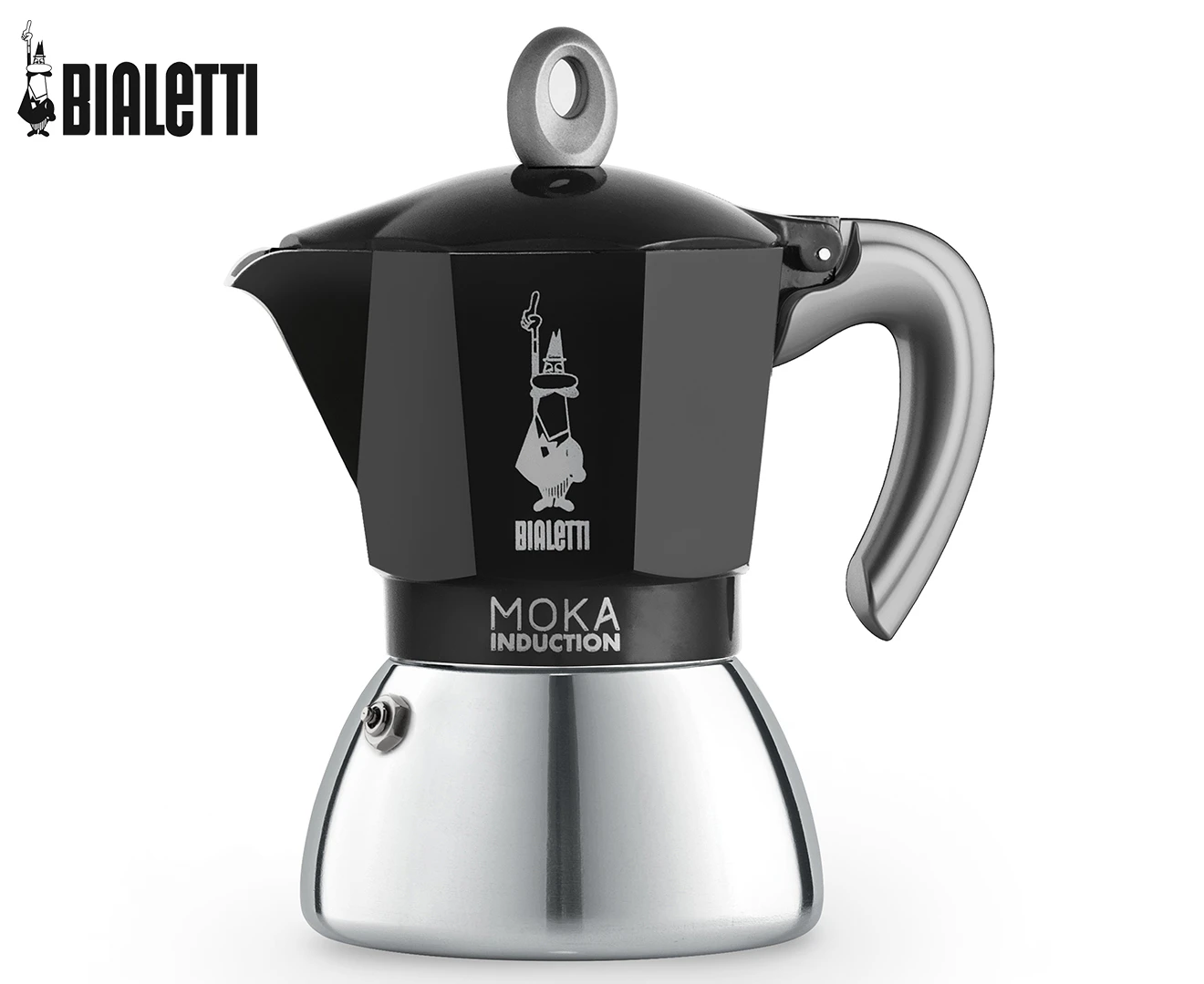 Bialetti 6-Cup Moka Induction Coffee Pot - Black/Silver