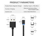 Magnetic Charging Cable Compatible with IOS, Micro USB and Type C for Smartphone