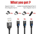 Magnetic Fast Charging & Data Transfer Cable Compatible with Micro-USB, TypeC & IOS Devices