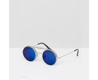 Spitfire UK Lennon Flip Designer Sunglasses Men and Women's Shades Acetate Lens - Silver Frame | Blue Lens