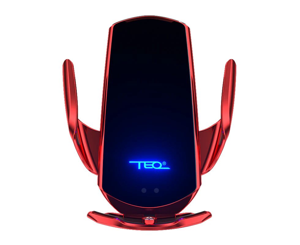 TEQ Wireless Car Charger holder windshield+ dash+Air vent 3in 1 High Quality with sensor Red