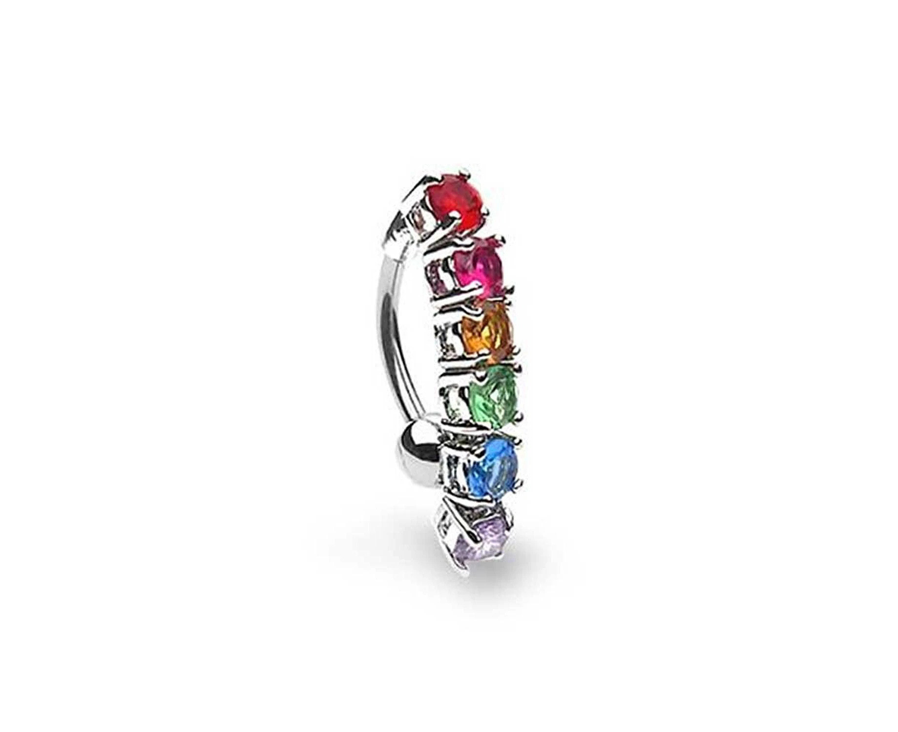 Bling Jewellery Gay Pride Rainbow CZ Top Drop Belly Button Ring Stainless Steel