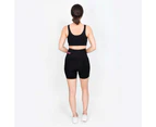 Patented Women's CORETECH® Postpartum extra high waist Nina Compression Shorts (Black with Pink Logo)