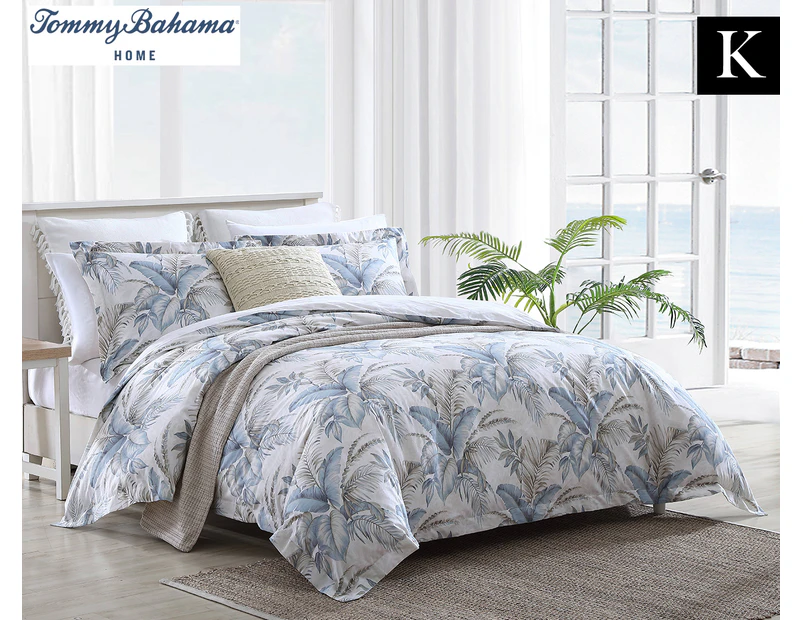 Tommy Bahama Bakers Bluff King Bed Quilt Cover Set - Blue/Silver