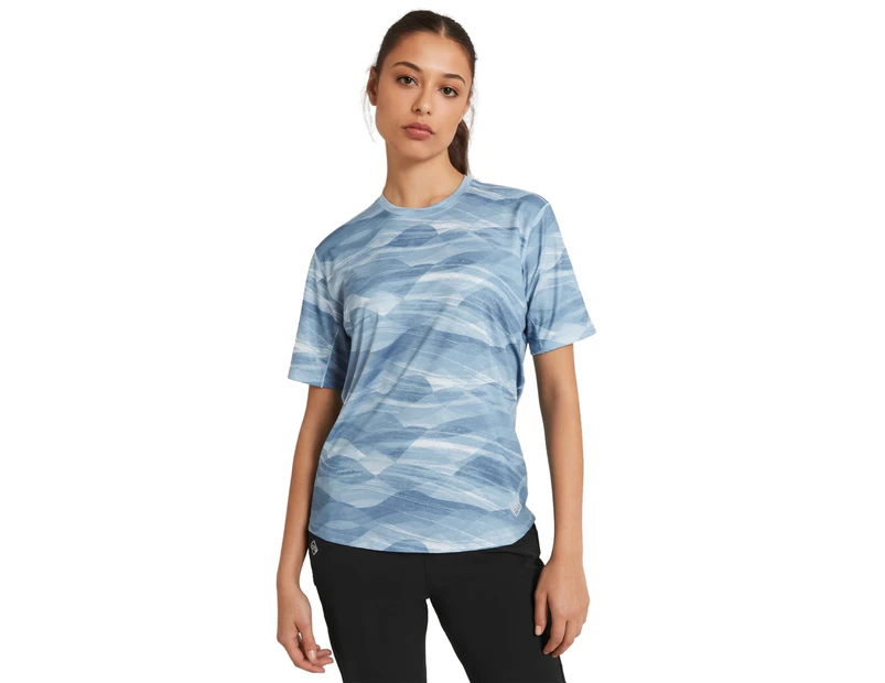 Kathmandu SUN-Stopper Women's Short Sleeve T-Shirt - Blue Layered Landscape Print