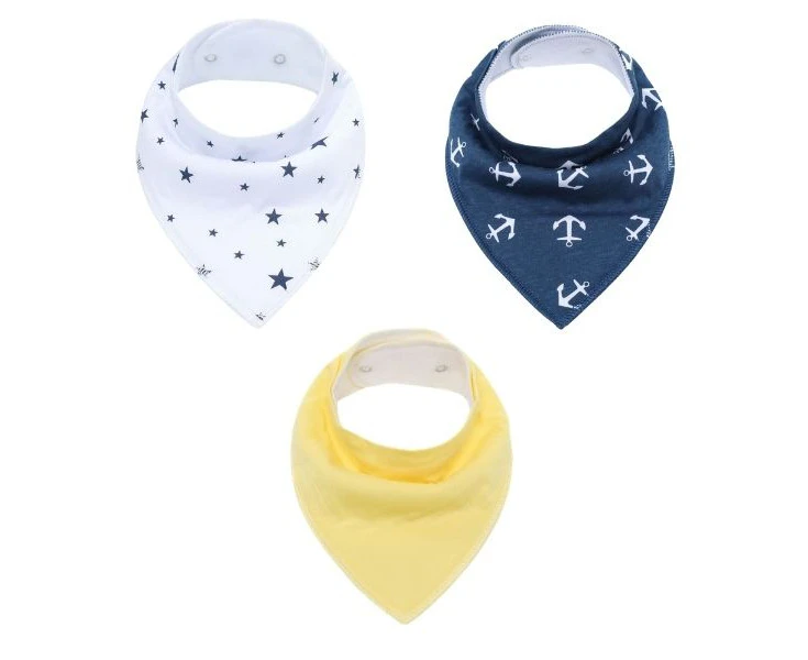 Bibs 3 Pk - Blue Stars Anchor Yellow