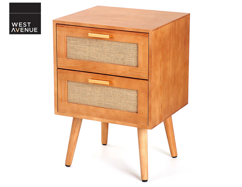 West Avenue Alexa 2-Drawer Bedside Table - Natural