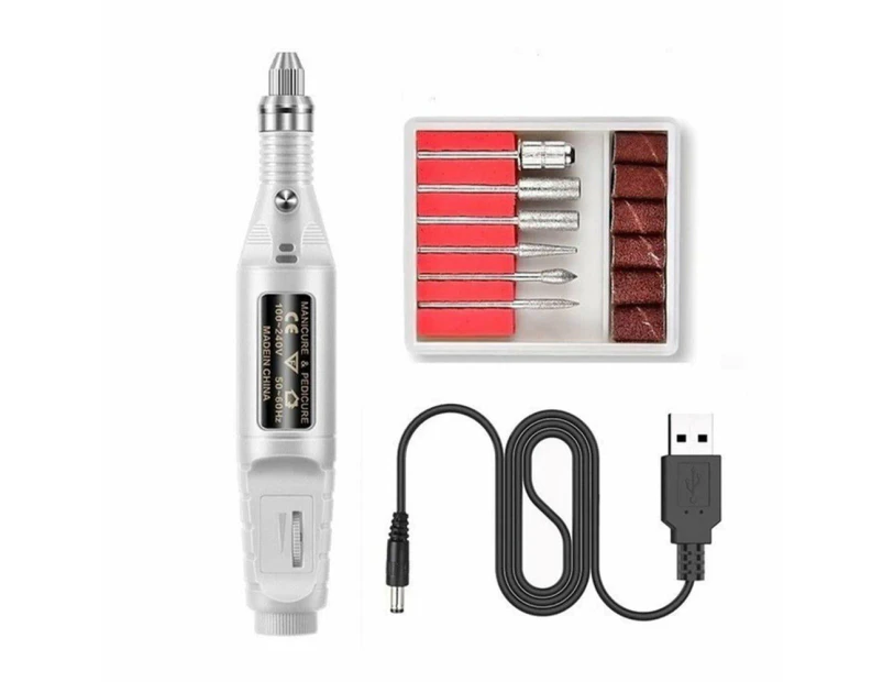 1 Set Professional Electric Nail Manicure Pedicure Drill Set Machine for Ceramic Gel Nail Drill Equipment Tools - White