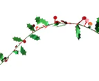 Maine & Crawford 500cm Holly & Berries Wire Garland - Red/Green