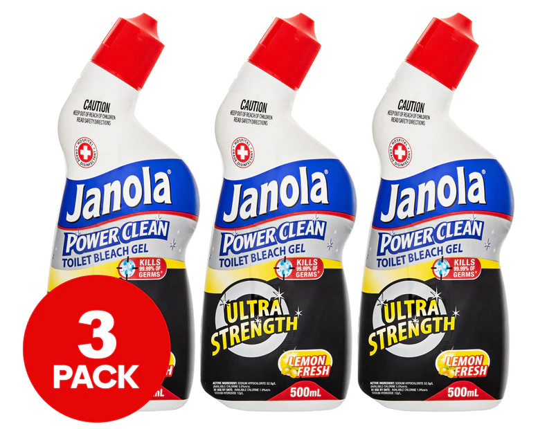 3 x 500mL Janola Ultra Strength Toilet Gel Lemon Fresh