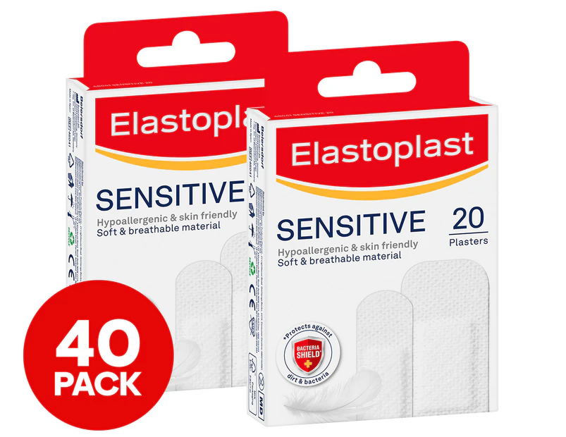 2 x 20pk Elastoplast Assorted Sensitive Skin Plasters