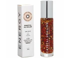 Pure Essential Oil Roller Bottle 10ml with RED JASPER Crystal Gemstones - infused with 24k Gold Flakes