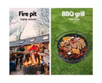 Ozark Home Fire Pit BBQ Charcoal Grill Ring Portable Outdoor Kitchen Fireplace 32"