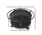 Ozark Home Fire Pit BBQ Grill Smoker Portable Outdoor Fireplace Patio Heater Pits 30"