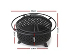 Fire Pit BBQ Grill Smoker Portable Outdoor Fireplace Patio Heater Pits 30"