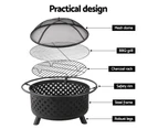 Fire Pit BBQ Grill Smoker Portable Outdoor Fireplace Patio Heater Pits 30"