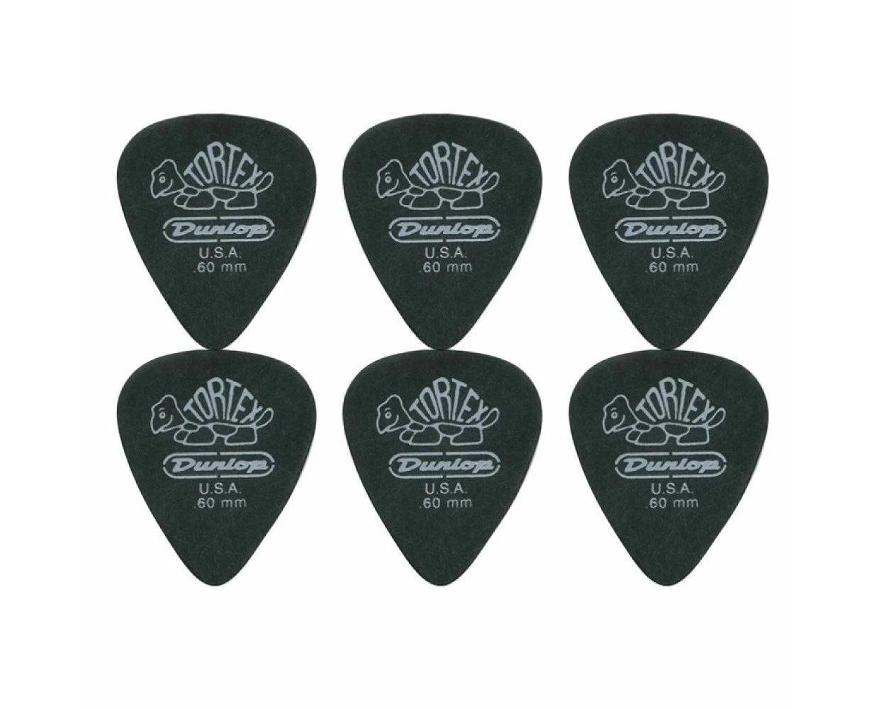 6 x Jim Dunlop Tortex Pitch Black .60MM Guitar Picks 488R Free Shipping