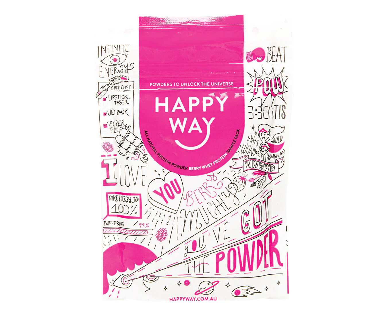 Happy Way Whey Protein Powder Berry 60g 6PK