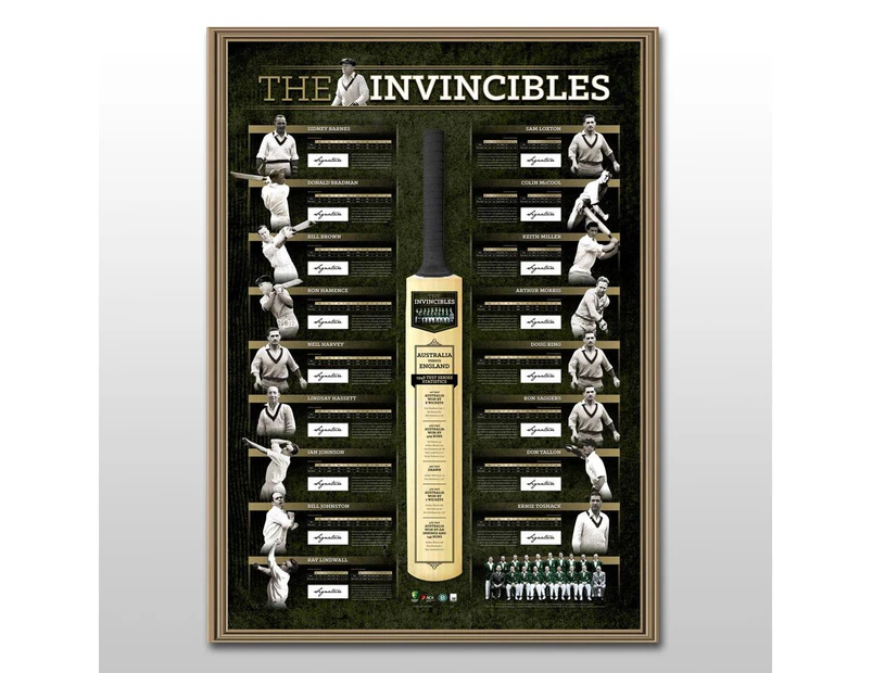 Cricket - "The Invincibles" Team Signed & Framed Deluxe Lithograph With Bat