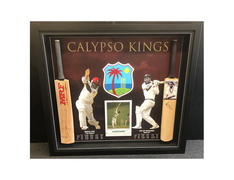 Cricket - Calypso Kings Signed Cricket Bat & Print Display Brian Lara/Viv Richards/Garfield Sobers