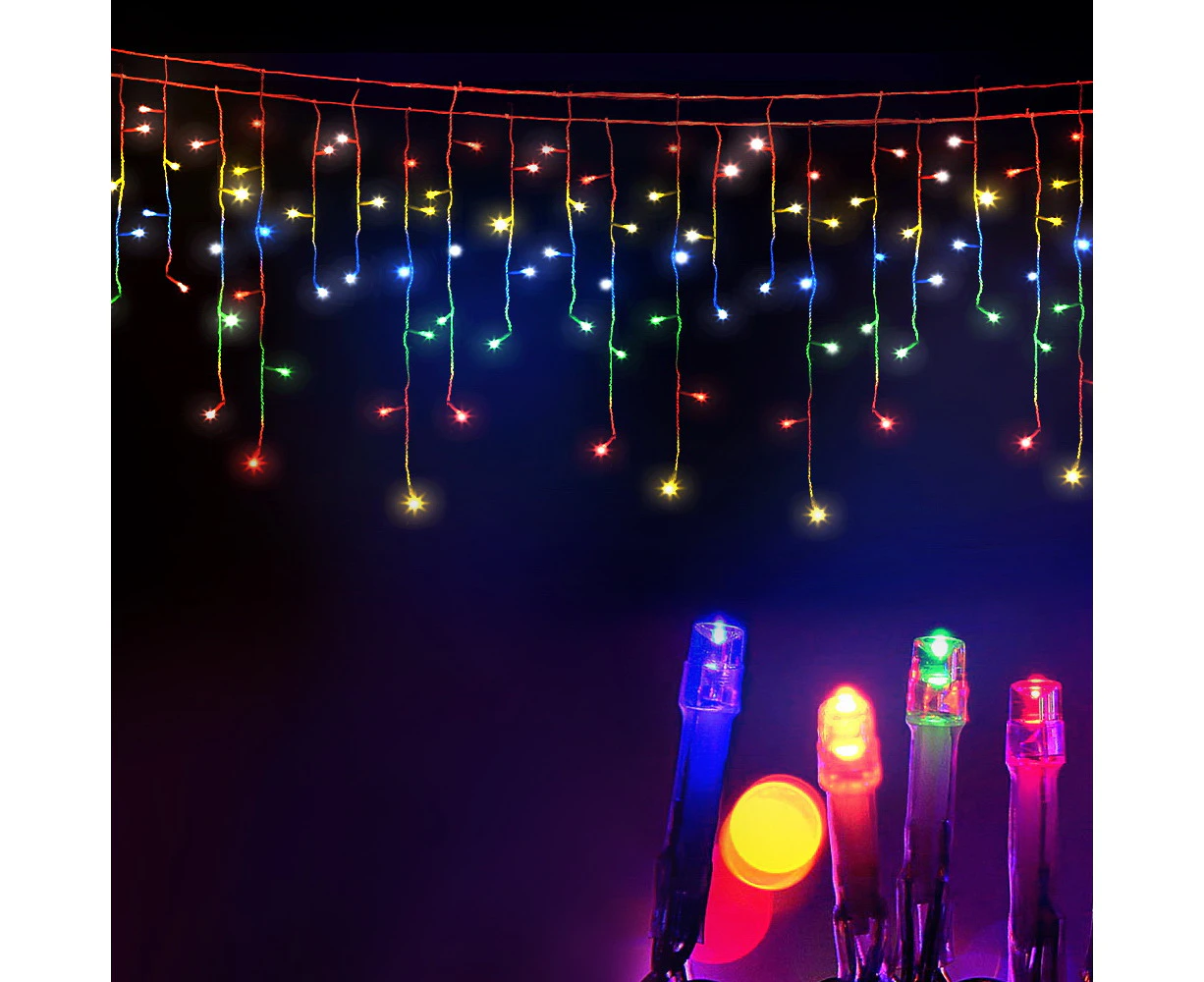 Jingle Jollys 12.5M Solar Christmas Lights Icicle String Light Multi Colour