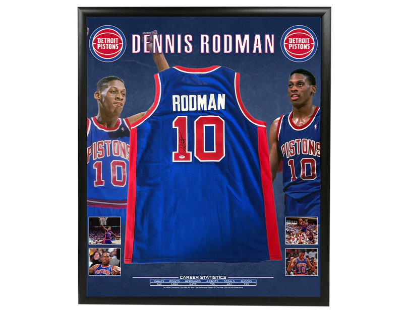 Basketball - Dennis Rodman Signed & Framed Detroit Pistons Jersey (PSA/DNA  COA)
