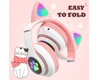 Cat Ear Foldable Headset BT Wireless with Mic - Blue