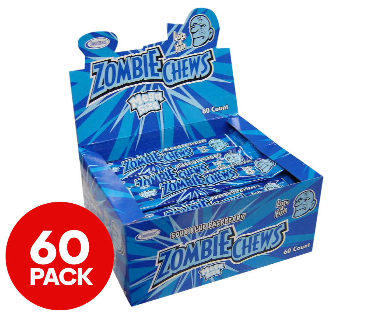 60 x Zombie Chews Blue Raspberry 28g