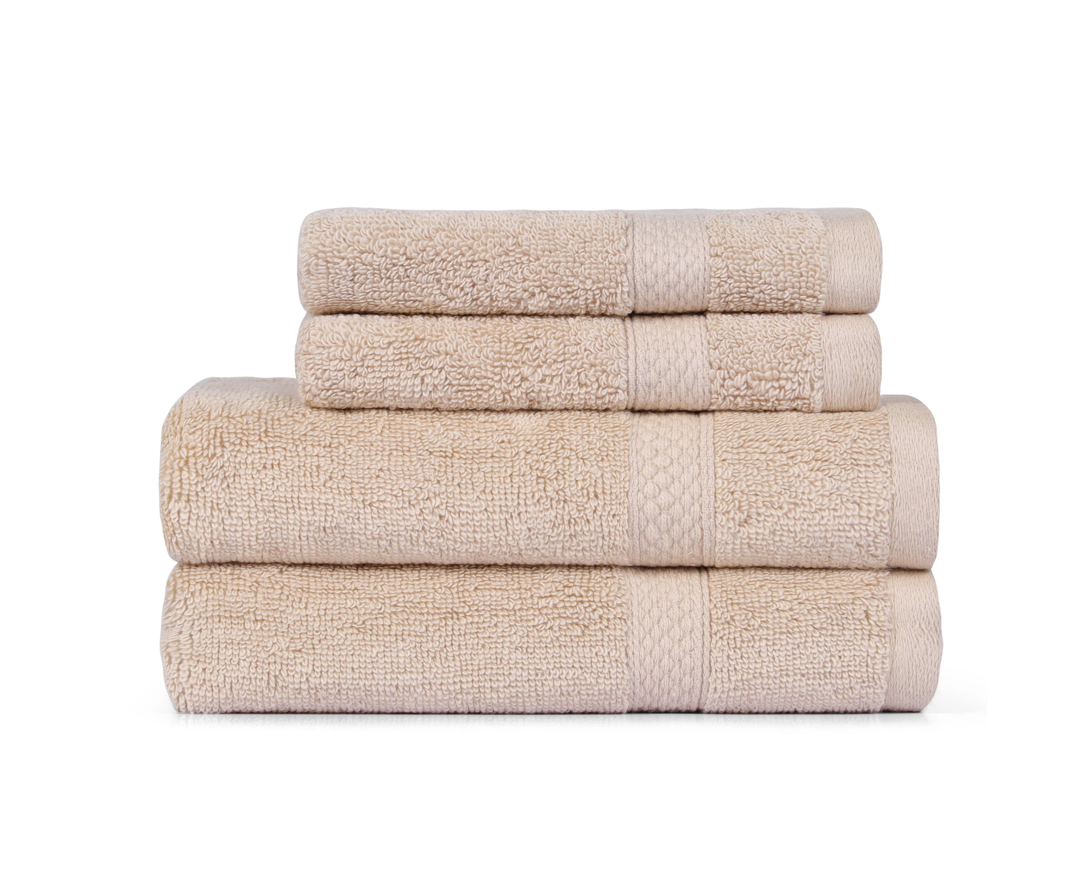 Justlinen-luxe Luxury Cotton 2 Piece Hand Towels and 2 Piece Face washers Set - Linen