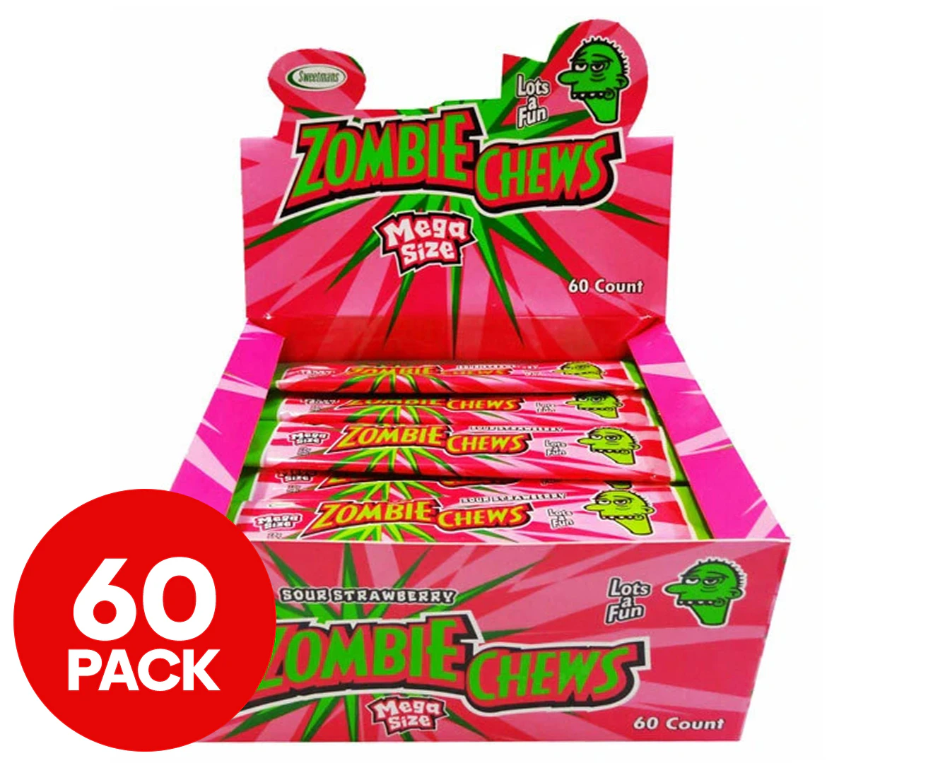 60 x Zombie Chews Strawberry 28g