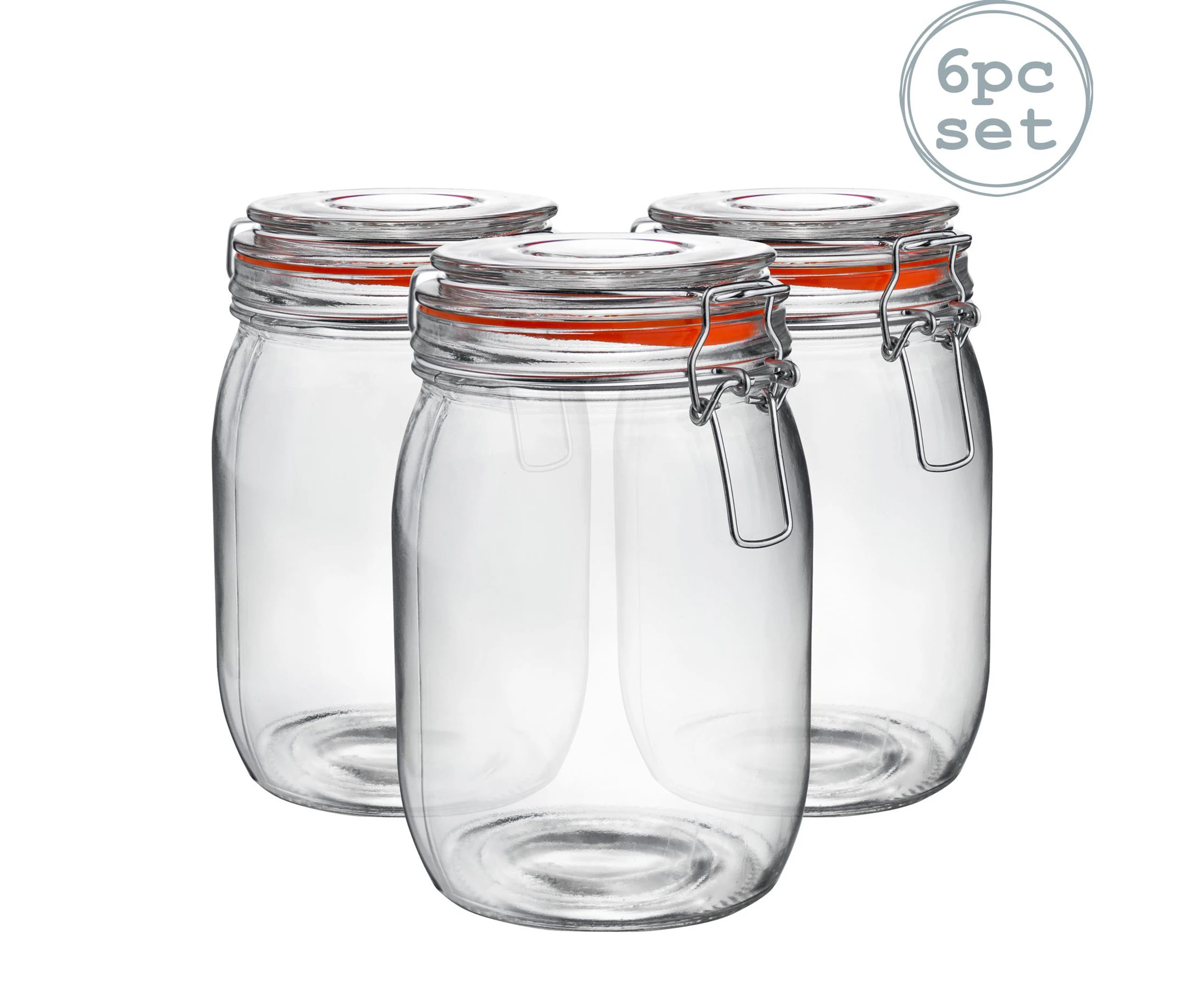 Argon Tableware Preserving/Biscuit Storage Jars - 1000ml - Pack of 6