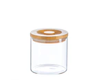 Argon Tableware Glass Jar With Wooden Lid Storage Container - Round Scandinavian Style Airtight Canister - 550ml