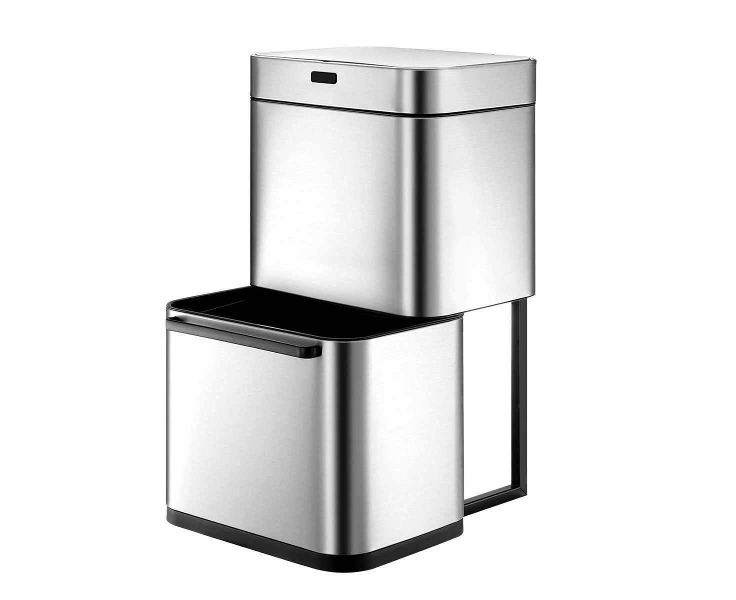 80L Dual Rubbish Bin Sensor Recycling Kitchen Waste Trash Garbage Can Stainless Steel Silver